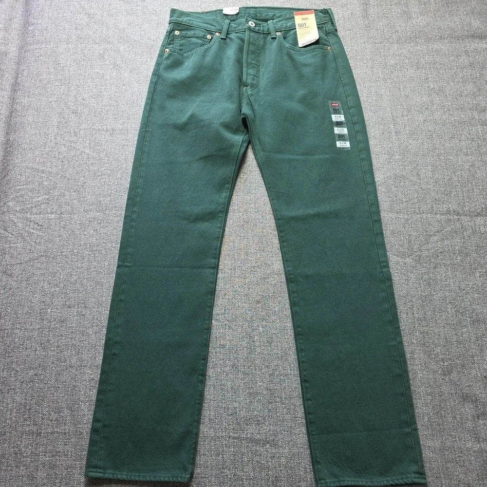 Levis 501 Original Fit Jeans Green 31x32 Straight Leg Button Fly Mens NWT